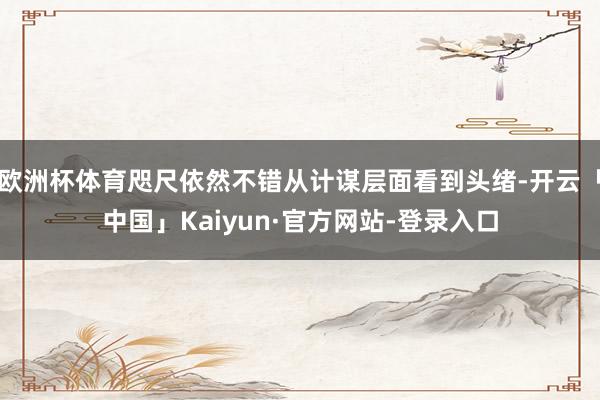 欧洲杯体育咫尺依然不错从计谋层面看到头绪-开云「中国」Kaiyun·官方网站-登录入口
