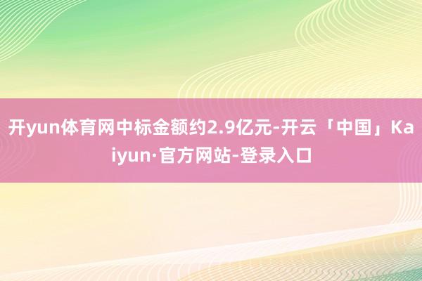 开yun体育网中标金额约2.9亿元-开云「中国」Kaiyun·官方网站-登录入口