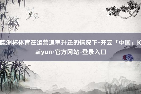 欧洲杯体育在运营速率升迁的情况下-开云「中国」Kaiyun·官方网站-登录入口