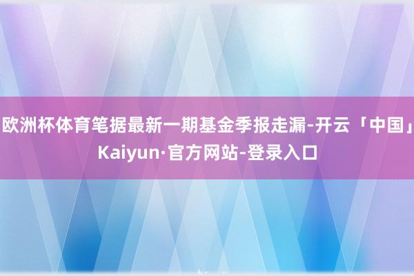 欧洲杯体育笔据最新一期基金季报走漏-开云「中国」Kaiyun·官方网站-登录入口