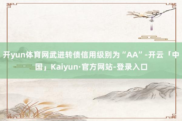 开yun体育网武进转债信用级别为“AA”-开云「中国」Kaiyun·官方网站-登录入口